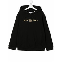 Givenchy Kids Moletom com capuz e logo metálico - Preto