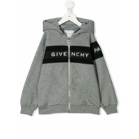 Givenchy Kids Moletom com capuz, logo e listras - Cinza
