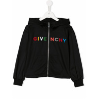 Givenchy Kids Moletom com capuz, zíper e logo - Preto