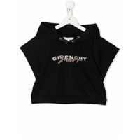Givenchy Kids Moletom cropped com logo e cordão de ajuste - Preto