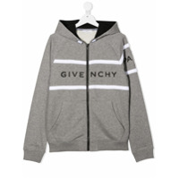 Givenchy Kids Moletom de capuz com estampa de logo - Cinza