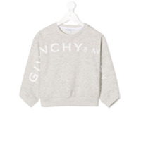 Givenchy Kids Moletom decote careca com estampa de logo - Cinza