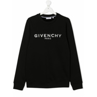 Givenchy Kids Moletom decote careca com estampa de logo - Preto