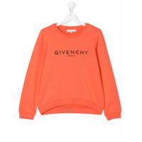 Givenchy Kids Moletom decote careca com logo - Laranja