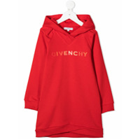 Givenchy Kids Moletom longo de capuz com logo - Vermelho