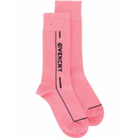 Givenchy Kids Par de meias de tricô com padronagem de logo - Rosa