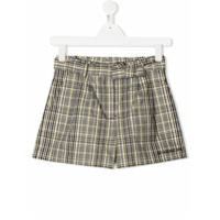 Givenchy Kids Short com logo bordado e estampa xadrez - Preto