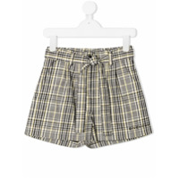 Givenchy Kids Short com padronagem xadrez e amarração na cintura - Preto