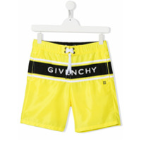 Givenchy Kids Short de natação com estampa de logo - Amarelo