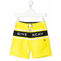 Givenchy Kids Short de natação com logo e ajuste no cós - Amarelo
