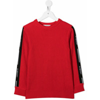 Givenchy Kids Suéter canelado com logo e listras - Vermelho