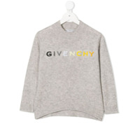 Givenchy Kids Suéter com logo bordado - Cinza