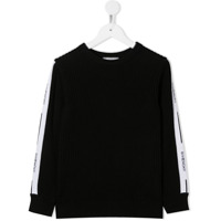 Givenchy Kids Suéter de tricô canelado com logo lateral - Preto