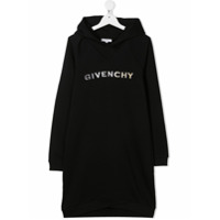 Givenchy Kids Vestido com capuz e logo - Preto