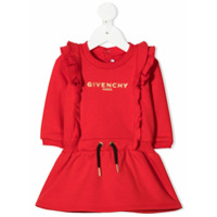 Givenchy Kids Vestido com estampa de logo metálico e detalhe de babados - Vermelho