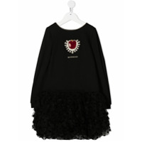 Givenchy Kids Vestido de poás com babados - Preto