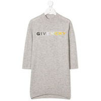 Givenchy Kids Vestido de tricô com logo bordado - Cinza