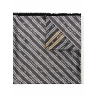 Givenchy Lenço de seda com bordado de logo - Cinza