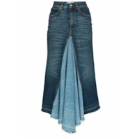 Givenchy Saia jeans midi com recorte contrastante - Azul