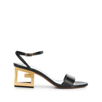 Givenchy Sandália de couro com G no salto - Preto