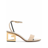 Givenchy Sandália de couro com salto G - Neutro