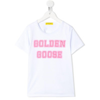 Golden Goose Kids Camiseta perfurada com estampa de logo - Branco