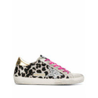 Golden Goose leopard print lace-up trainers - Cinza