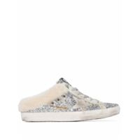 Golden Goose Sabot shearling and glittered slip-on sneakers - Metálico