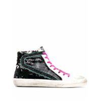 Golden Goose Tênis cano alto Slide com paetês - Preto