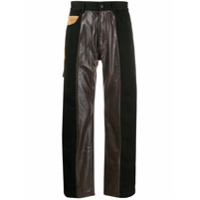 GR-Uniforma Calça pantalona com recorte contrastante - Preto