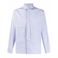 GR-Uniforma Camisa de algodão com listras e aplicação de gravata - Azul