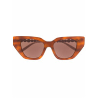 Gucci Eyewear Óculos de sol gatinho com aplicação de cristais - Marrom