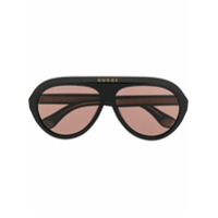 Gucci Eyewear Óculos de sol Navigator com duplo G - Preto