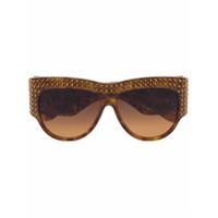 Gucci Eyewear Óculos de sol oversized com aplicação de cristais - Marrom