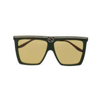 Gucci Eyewear Óculos de sol quadrado com aplicação de cristais - Marrom