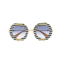 Gucci Eyewear Óculos de sol redondo com listras - Branco