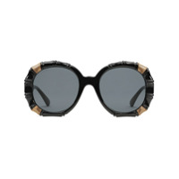 Gucci Eyewear Óculos de sol redondo em bambú - Preto