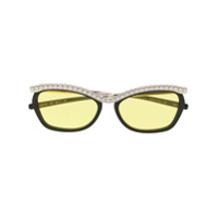 Gucci Eyewear Óculos de sol retangular com aplicações de cristal - Preto