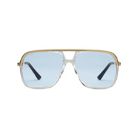 Gucci Eyewear Óculos de sol retangular - Metálico