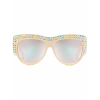 Gucci Eyewear Oversize sunglasses with crystals - Neutro