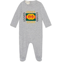 Gucci Kids Baby sleepsuit with Gucci logo - Cinza