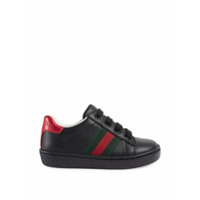 Gucci Kids leather low-top sneakers with Web - Preto