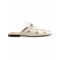 Gucci Slipper Princetown bordado de couro - Branco