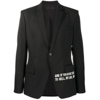 Haider Ackermann Blazer com abotoamento simples e estampa de slogan - Preto