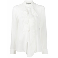 Haider Ackermann Blusa mangas longas de seda com babados - Branco