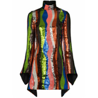 Halpern Vestido com listras de paetês - Azul