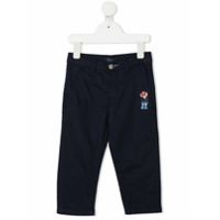 Harmont & Blaine Junior Calça chino slim com bordado - Azul