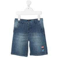 Harmont & Blaine Junior Short jeans com bordado - Azul