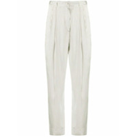 Hebe Studio Calça cintura alta com listras - Branco