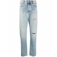 Heron Preston Calça jeans com estampa de logo desbotado - Azul